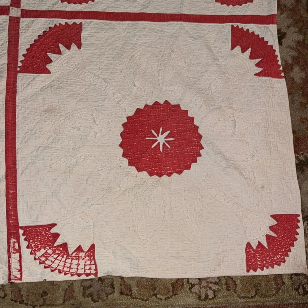 Antique handmade quilt 82” x 66” hand stitched patchwork